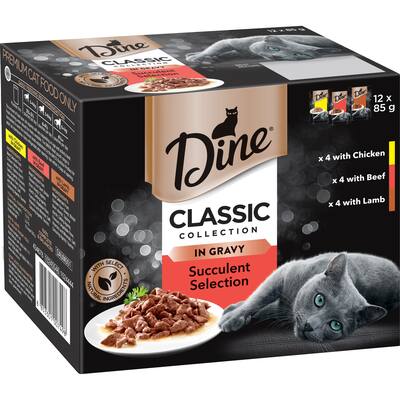 dine classic collection wet cat food mixed meat selection in gravy