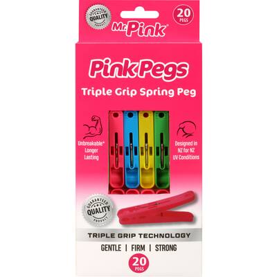 mr pink clothes pegs triple grip spring