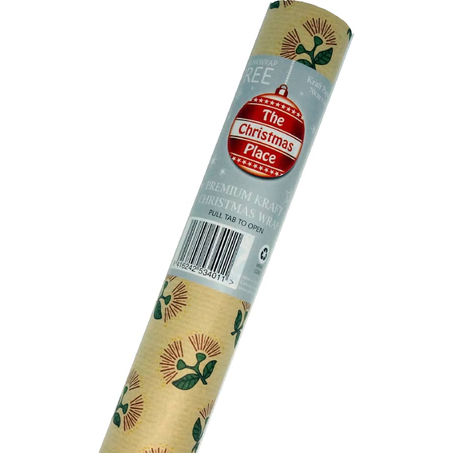 The Christmas Place Premium Wrapping Paper Kraft Assorted 70Cm Wide