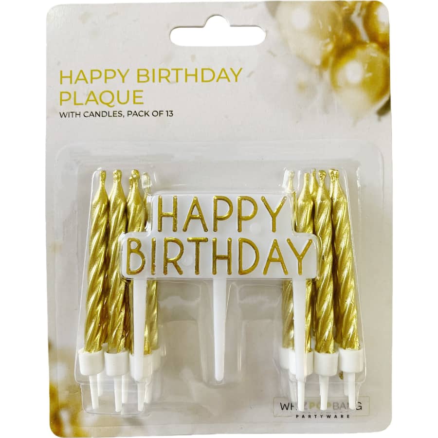 Whiz Pop Bang Plaque & Candles, Happy Birthday