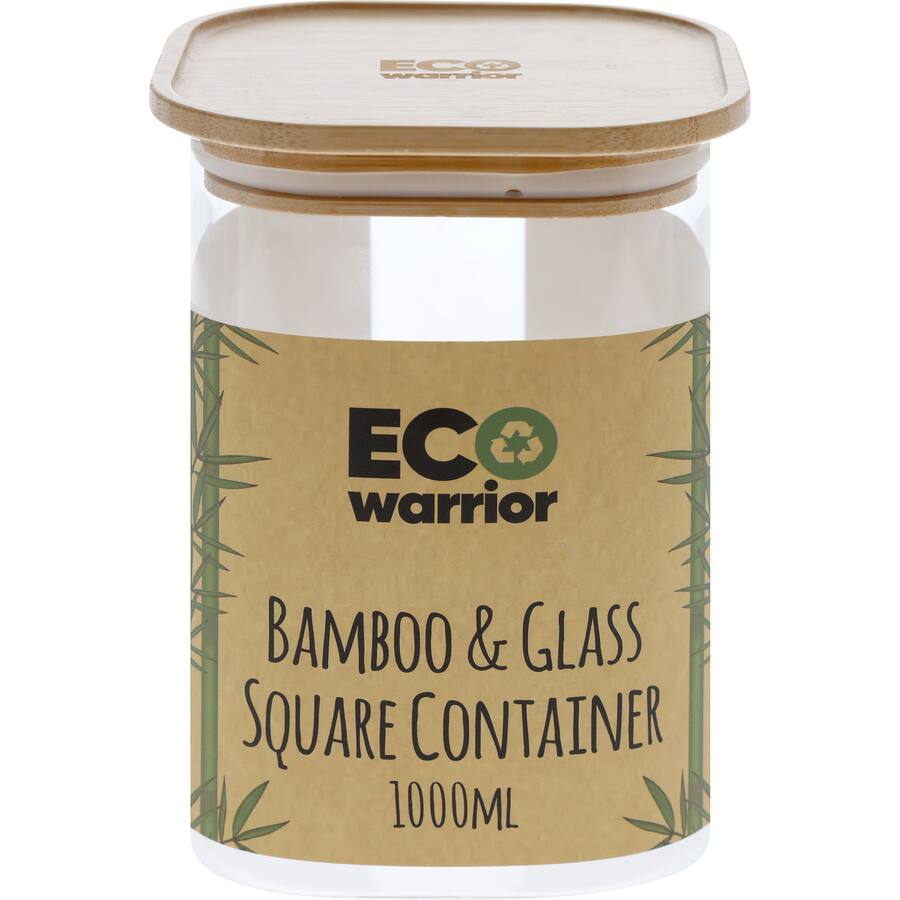 Eco Warrior Square Container Bamboo & Glass