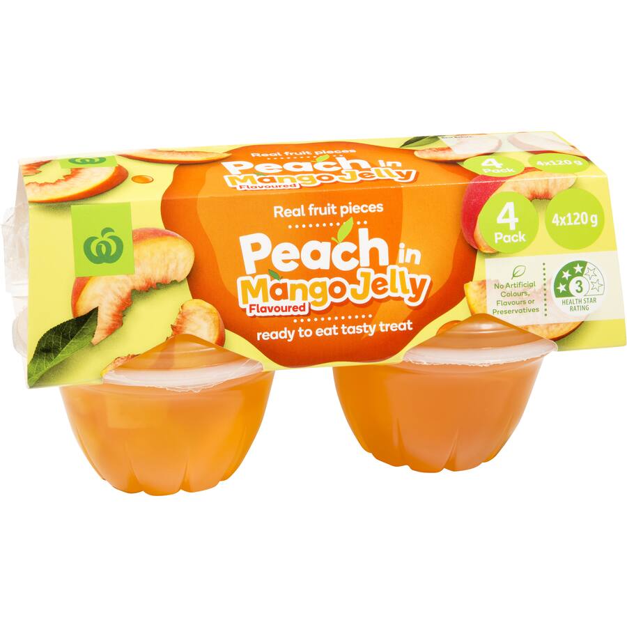 Woolworths Fruit Snack Peaches In Mango Jelly 480G