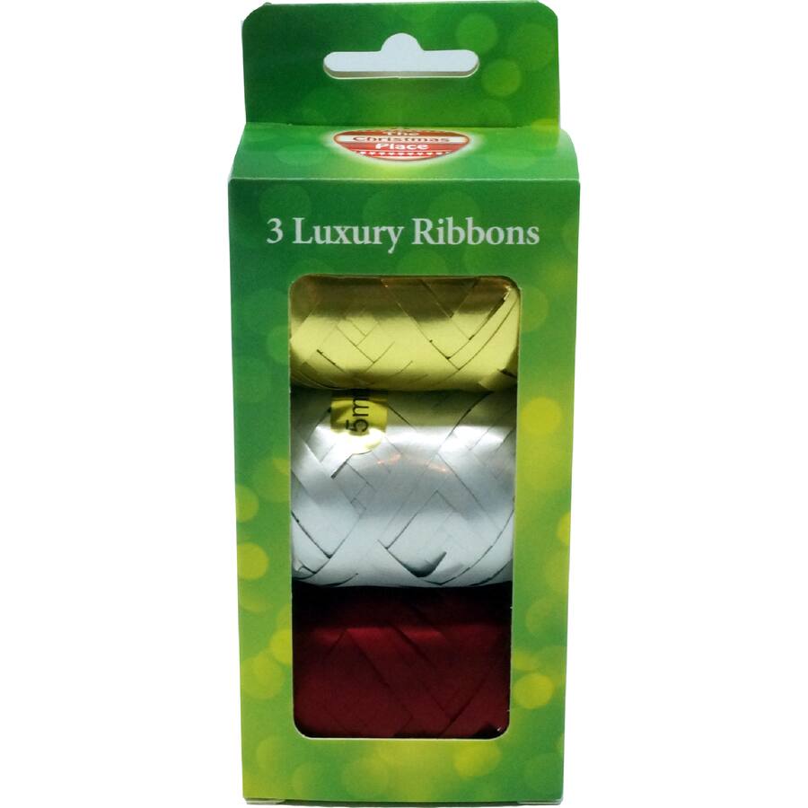 The Christmas Place Curling Ribbon Red, White, Gold
