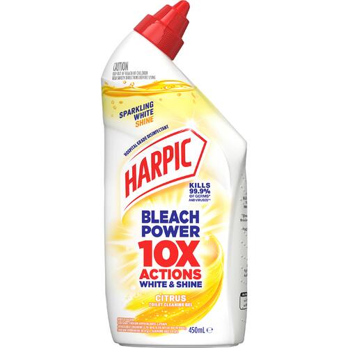Harpic Toilet Cleaner White & Shine Bleach Gel Citrus