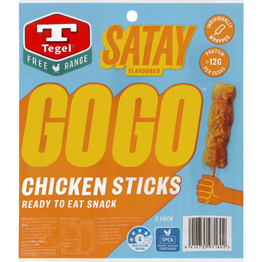 Tegel Free Range Gogo Chicken Sticks Satay