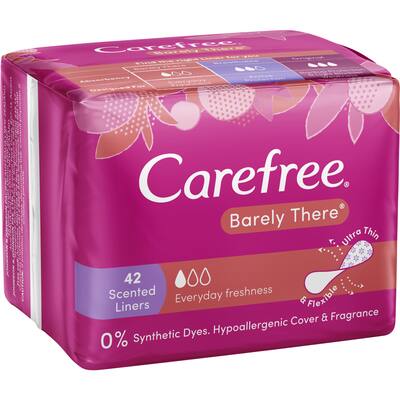 carefree barely there panty liners shower fresh scent breathable
