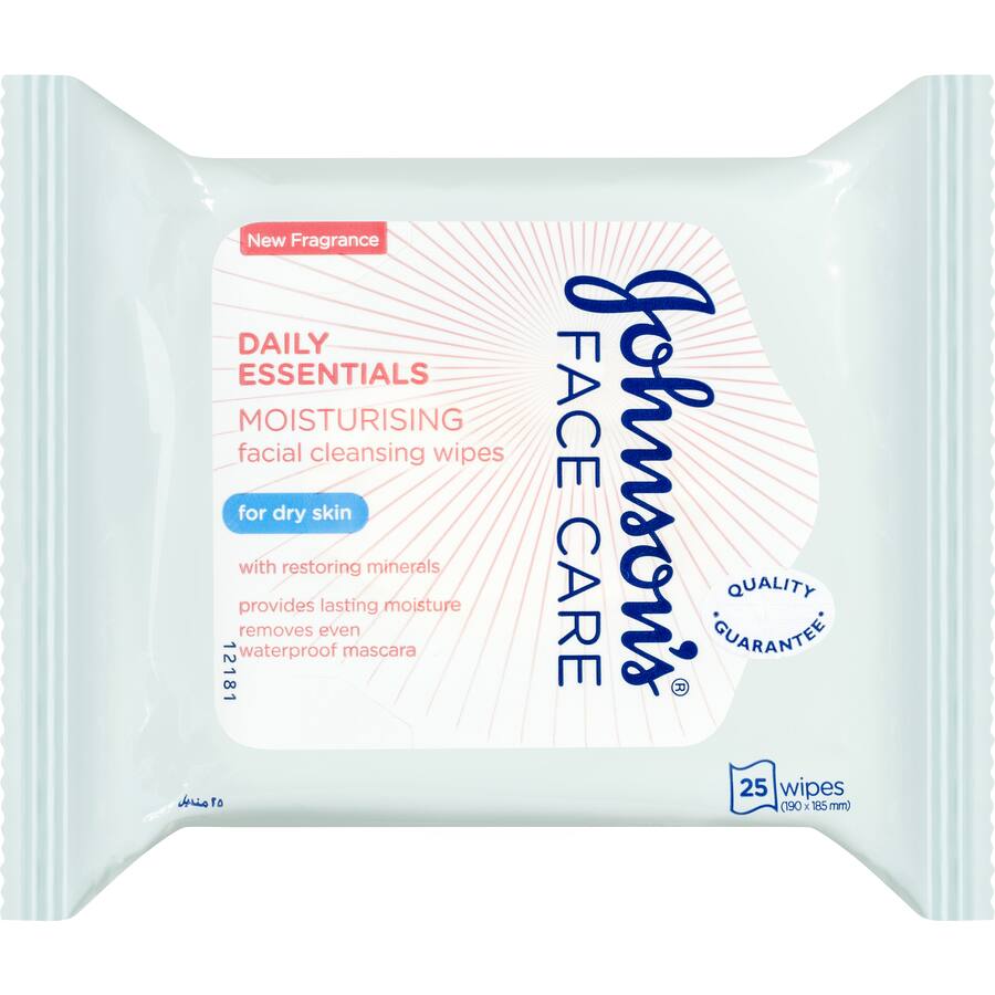 Johnsons Facial Wipes Dry & Sensitive Skin 3 In1