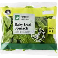 woolworths fresh salad baby leaf spinach mini bag (60g)