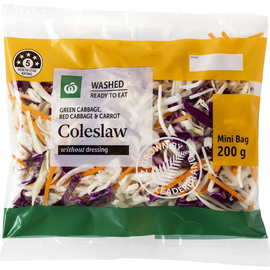 Woolworths Fresh Salad Coleslaw No Dressing Mini Bag