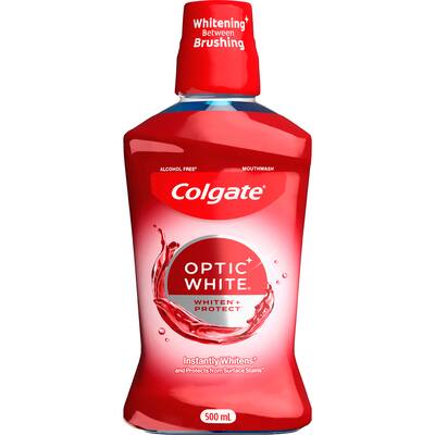 colgate optic white mouthwash teeth whitening stain defense