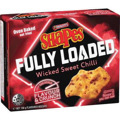 arnotts shapes fully loaded crackers wicked sweet chilli