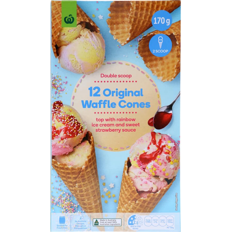 Woolworths Ice Cream Cones Waffle Plain 170G
