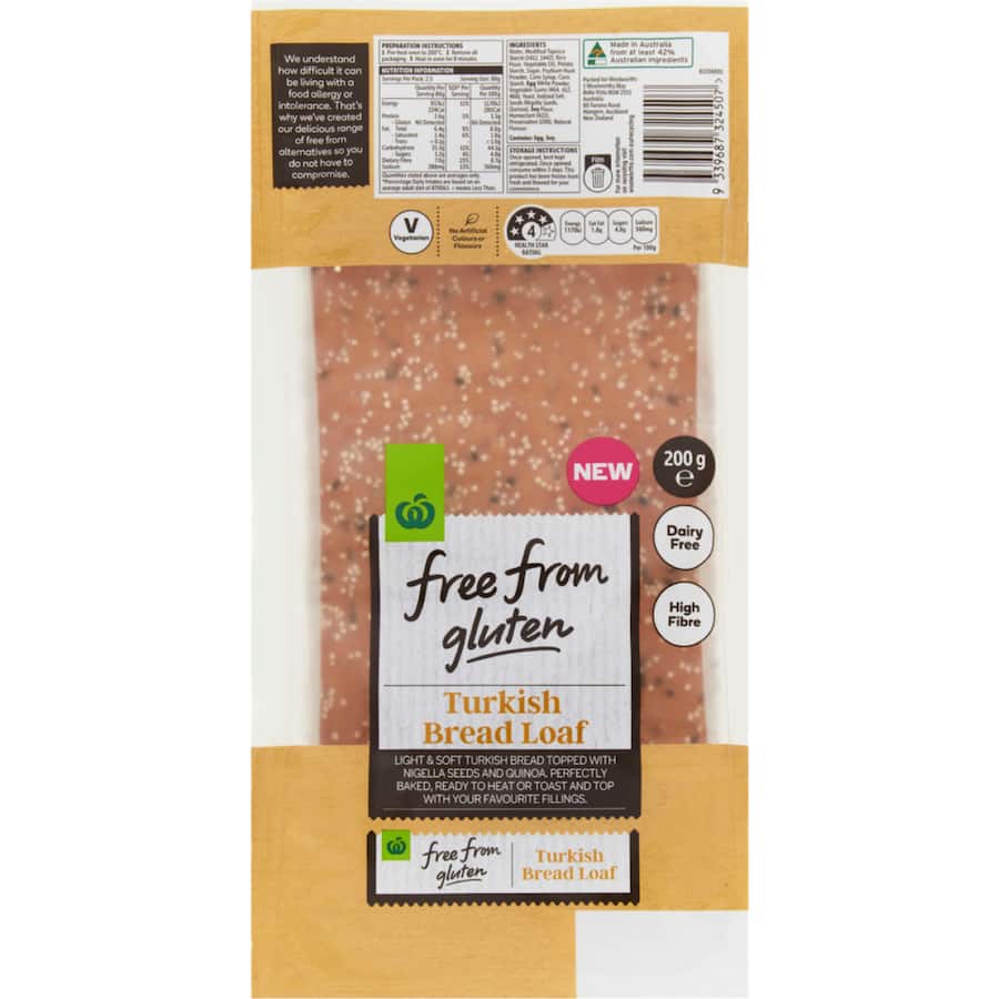 Woolworths Free From Gluten Turkish Bread Loaf