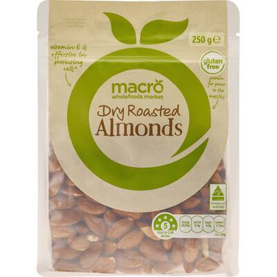 macro almonds dry roasted