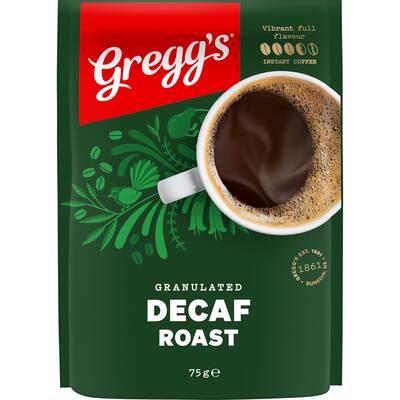 greggs granulated instant coffee decaf roast