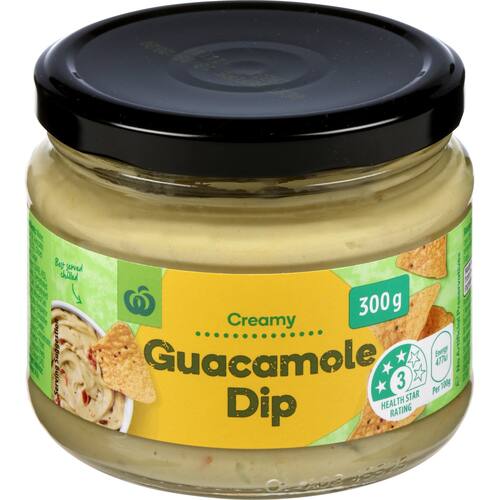 Woolworths Creamy Dip Guacamole 300g bunch