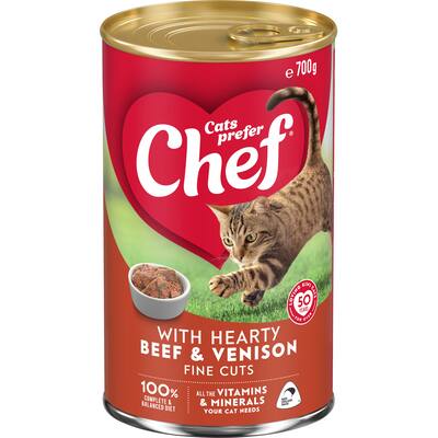 chef classic wet cat food hearty beef with venison