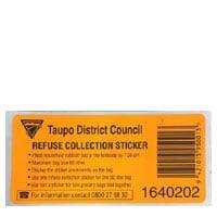 Taupo Council Rubbish Bag Sticker Refuse Collection
