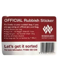 Whangarei Council Rubbish Bag Sticker