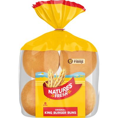 natures fresh burger buns king plain