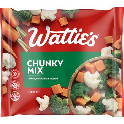 wattie's frozen chunky mixed vegetables carrots, cauliflower, broccoli