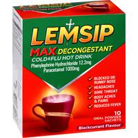lemsip max decongestant cold & flu blackcurrant hot drink