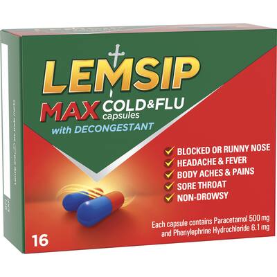 lemsip max cold & flu medicine with decongestant