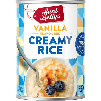 aunt bettys rice 2 go creamed rice vanilla creamy rice