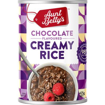 aunt bettys rice 2 go creamed rice chocolate creamy rice