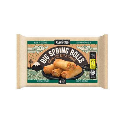 kungfood spring rolls beef & cabbage 280g