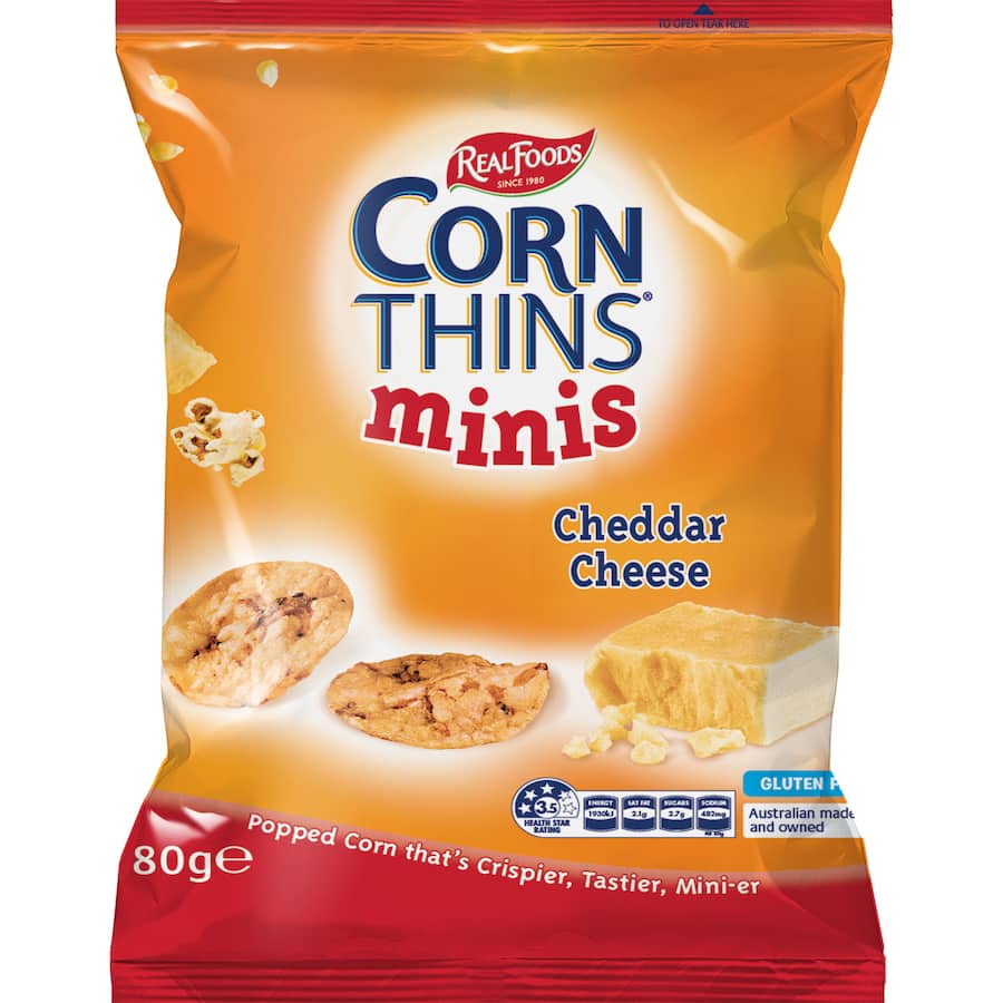 Real Foods Corn Thins Crispbread Cheese Minis