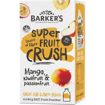 barker's super fruit crush fruit puree mango passionfruit kiwifruit