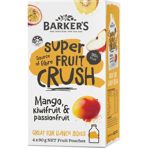 Barkers Super Fruit Crush Fruit Puree Mango Passionfruit Kiwifruit