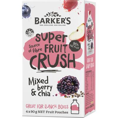 barker's super fruit puree mixed berry & chia