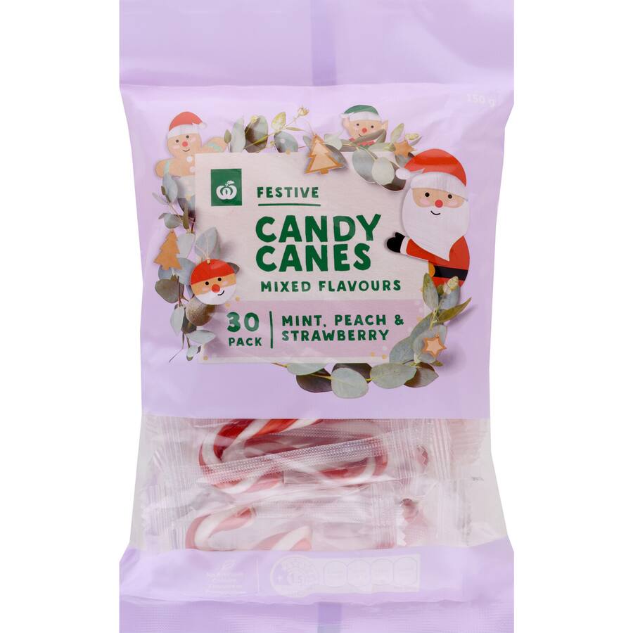Woolworths Festive Candy Canes Mint, Peach & Strawberry