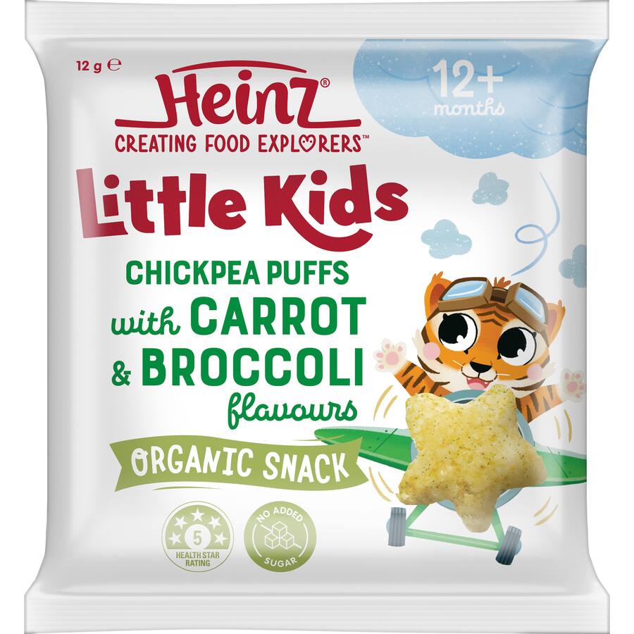 Heinz Little Kids Toddler Snacks Chickpea Puffs Carrot Broccoli