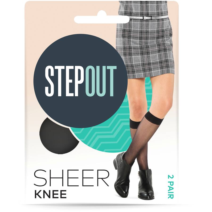 Stepout Du Jour Knee Highs Near Black Sheer 15D