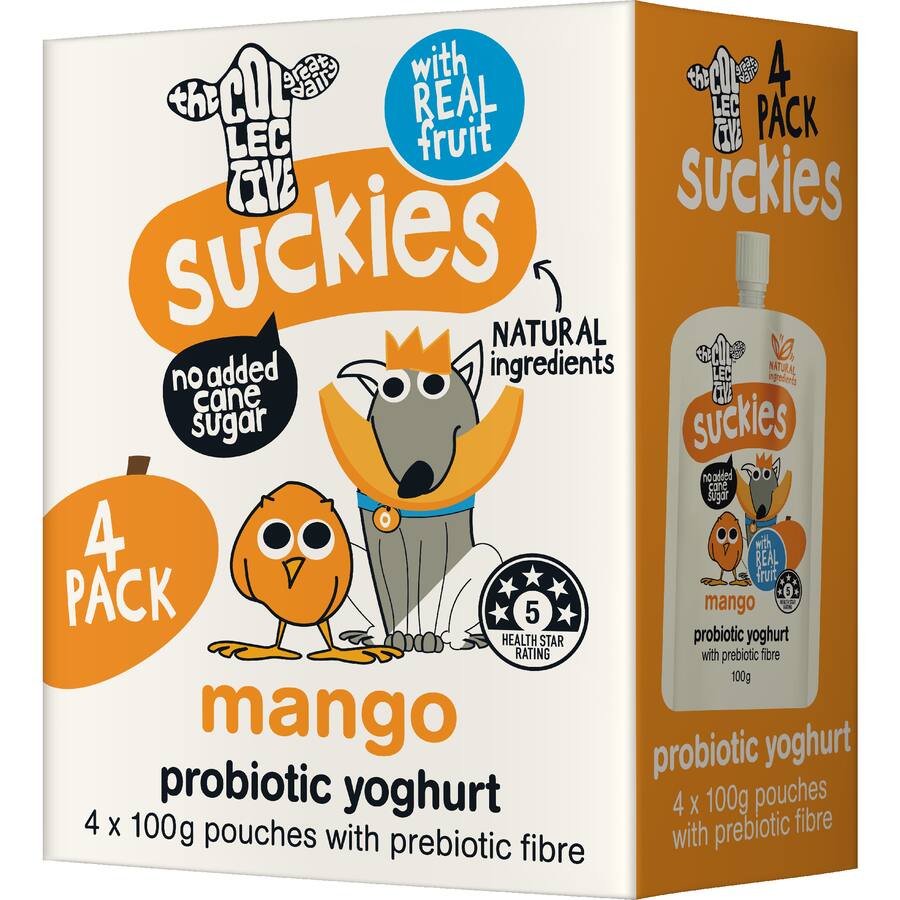 The Collective Suckies Kids Probiotic Yoghurt Pouches Mango
