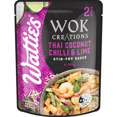 watties wok creations stir-fry sauce thai coconut chilli & lime