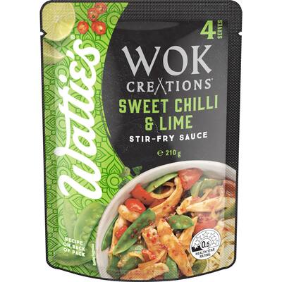 watties wok creations stir-fry sauce sweet chilli & lime