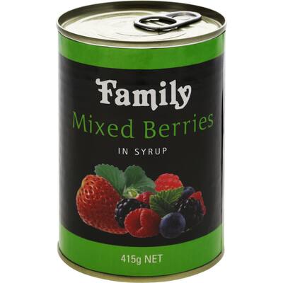 family mixed berries in syrup