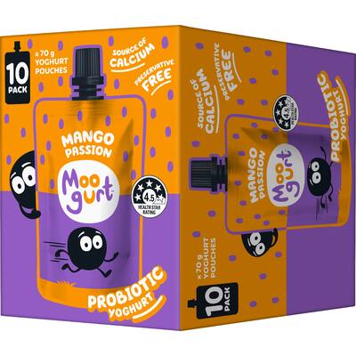 moogurt suckies kids probiotic yoghurt pouches mango passion