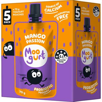 moogurt suckies kids probiotic yoghurt pouches mango passion