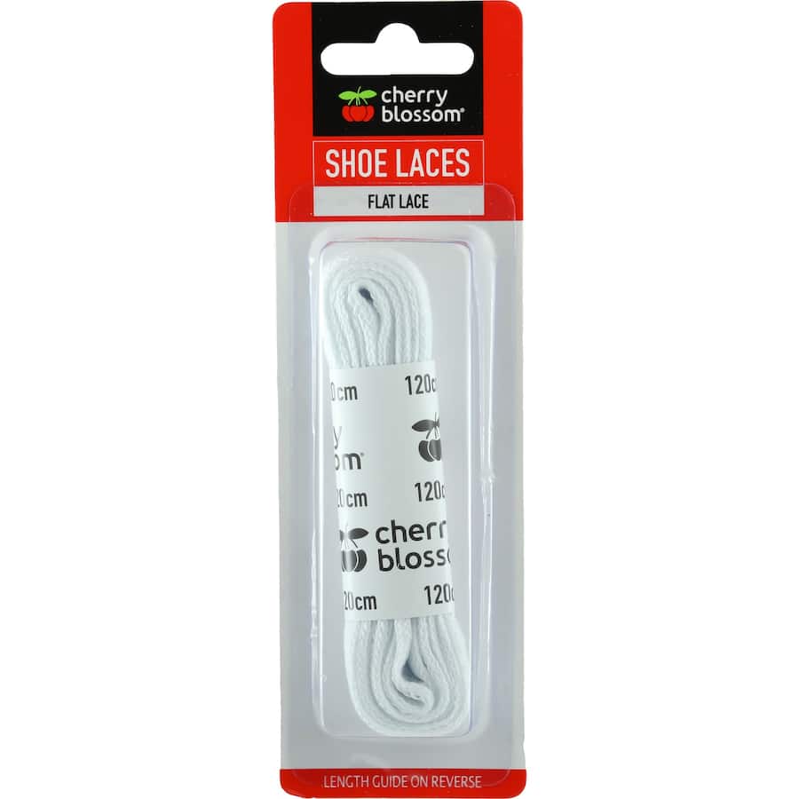 Cherry Blossom Shoe Laces Flat White 120Cm