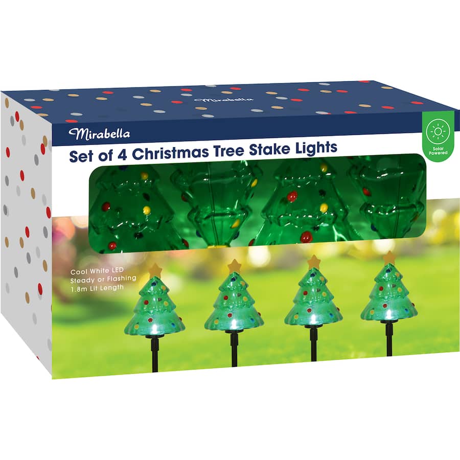 Mirabella Solar Stake Lights Christmas Tree Cool White Led