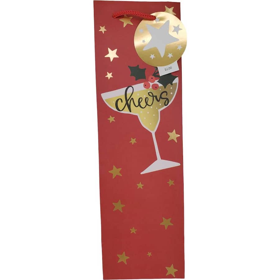 Woolworths Christmas Bottle Bag Red