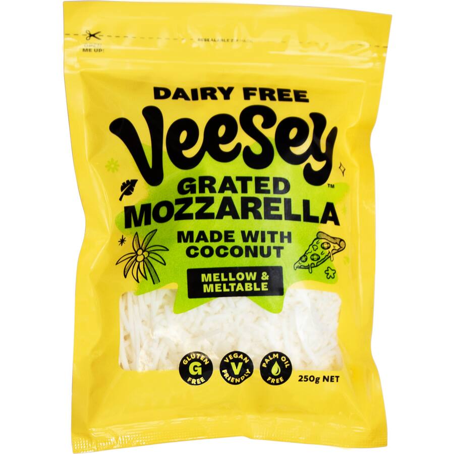 Veesey Dairy Free Grated Cheese Mozzarella Made With Coconut