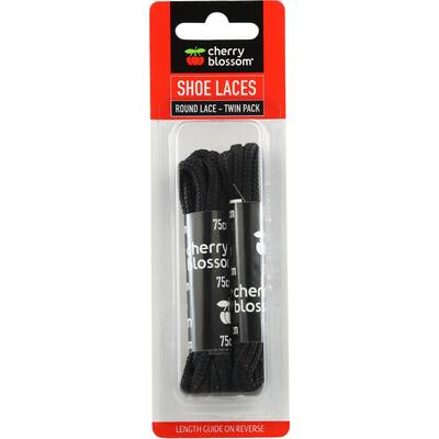 cherry blossom shoe laces round black 75cm