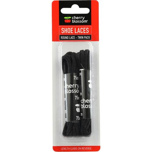 Cherry Blossom Shoe Laces Round Black 75cm