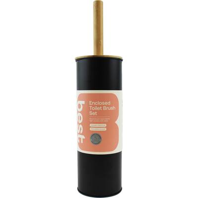 best toilet brush set black enclosed